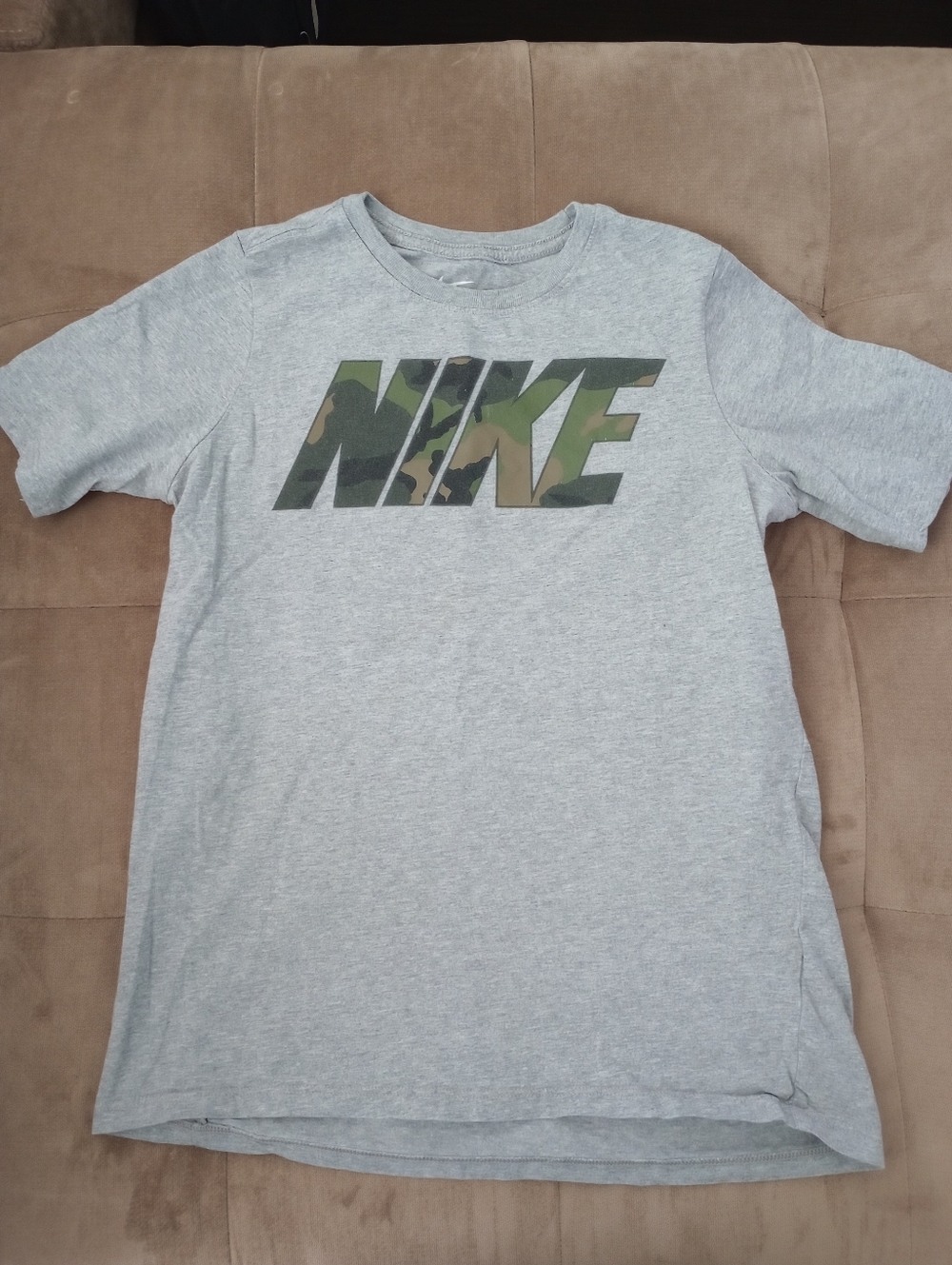 Kids Size - Gray Nike Shirt W/Camo Graphic
